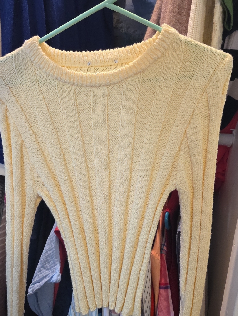 Soft Ribbed Crewneck Sweater - Pale Yellow